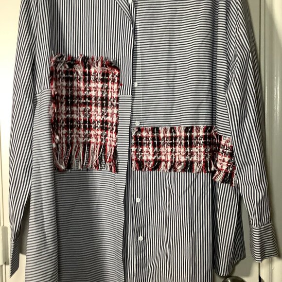 Mod x Women Striped Tweed Patchwork Oversized Top - Picture 4 of 4